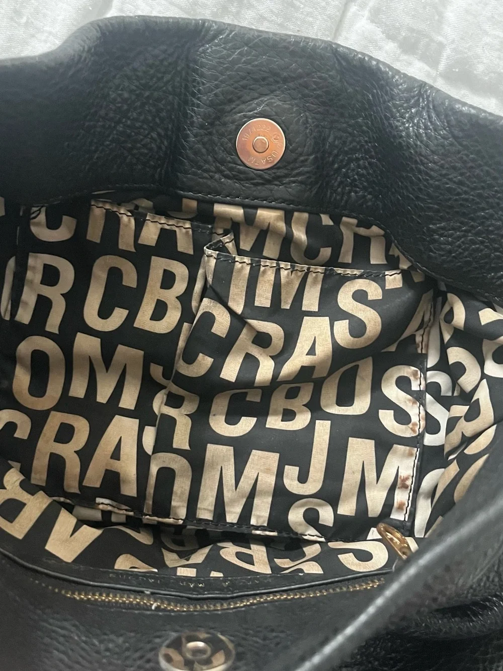 Marc by Marc Jacobs Black Pebbled Leather Hobo with Gold Hardware